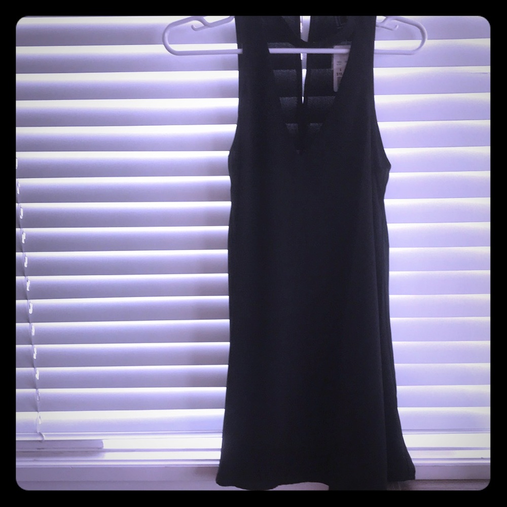 Black V neck choker dress